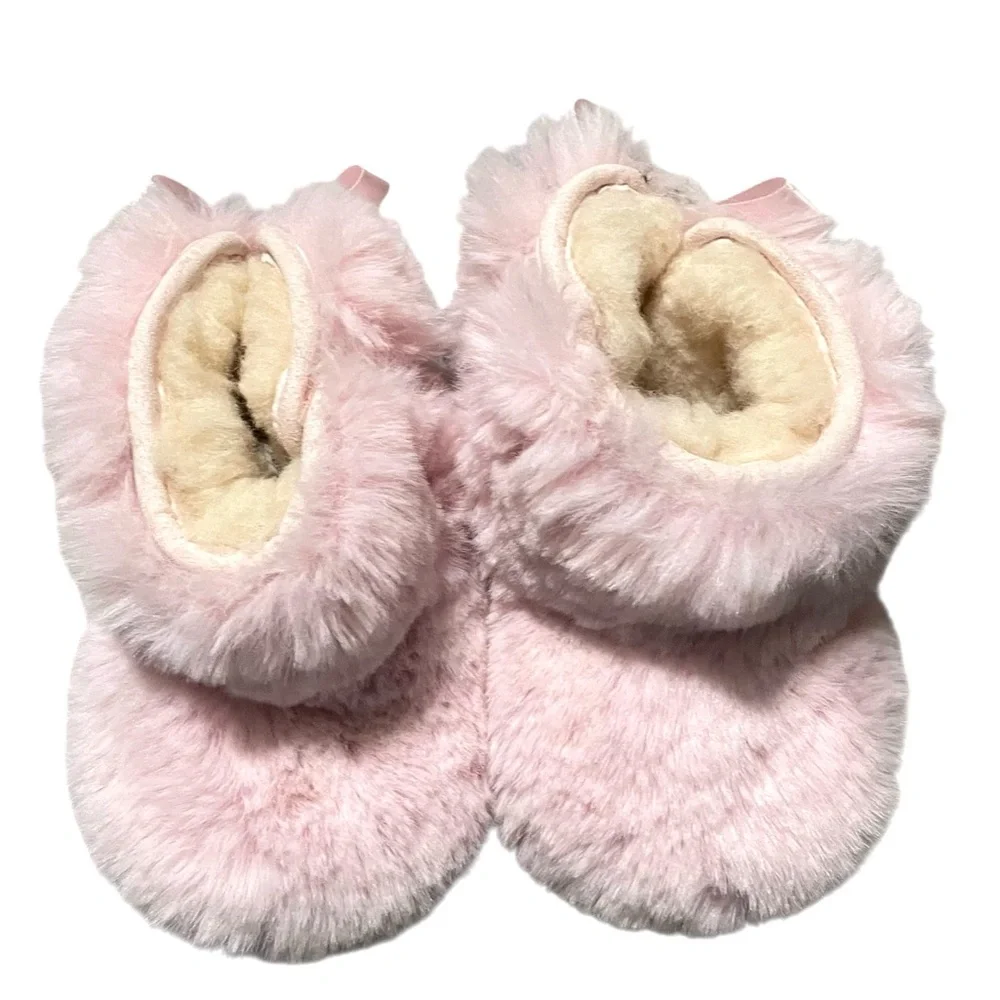 Ugg Jesse Bow Fluffy Boots Crib Winter Shoes Toasty Warm‎ Pink Girl 0/1